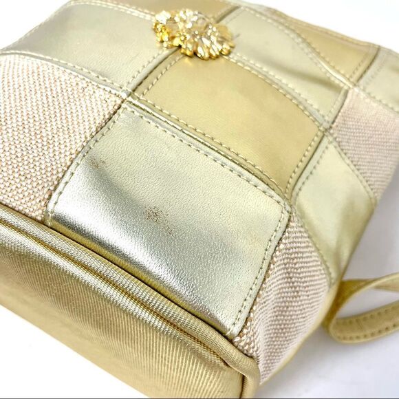 VINTAGE Medusa Gold Metallic Patchwork Crossbody Bag ( like Versace) - Picture 7 of 11